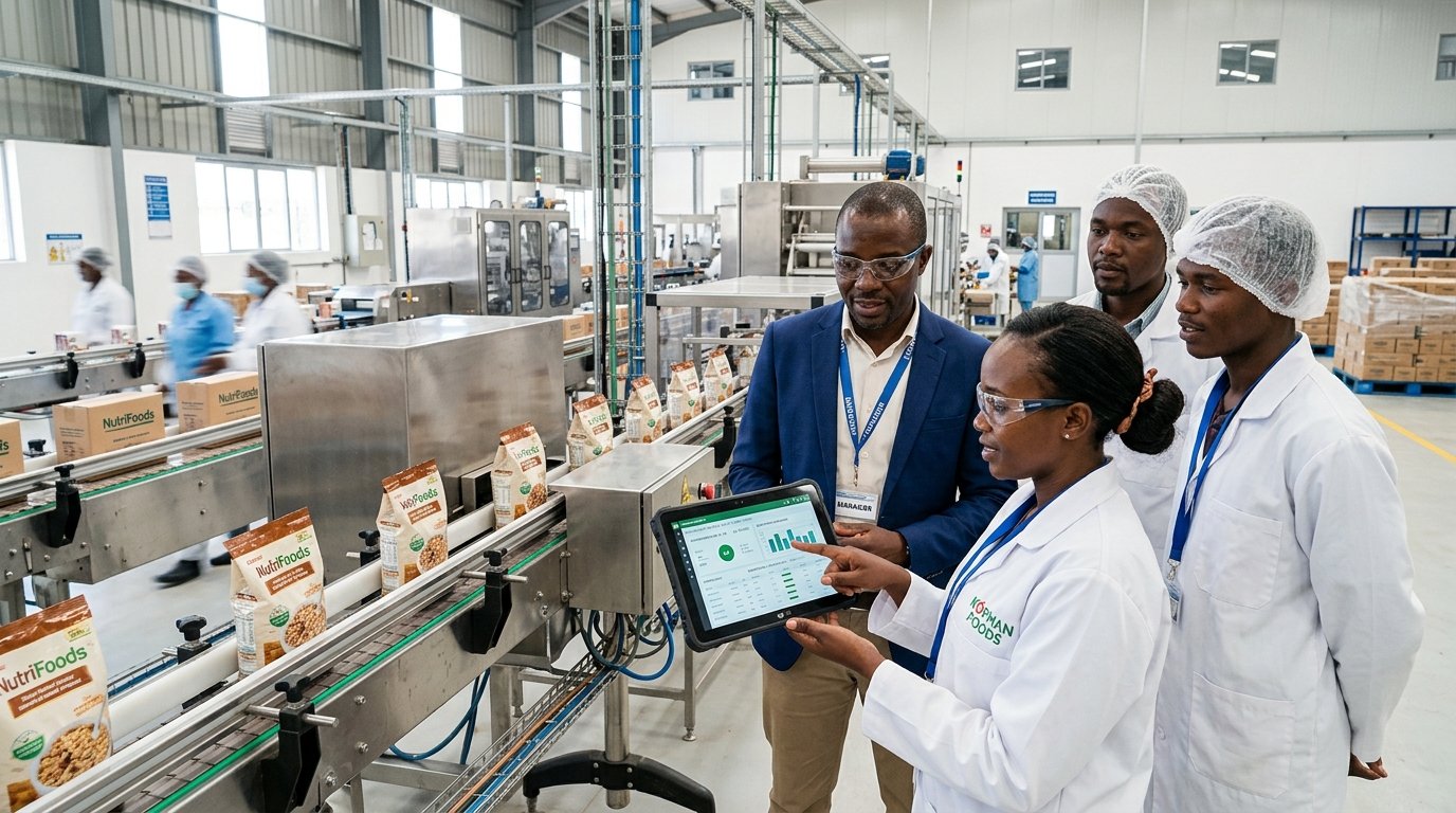 Zambian Manufacturing engineers and factory managers inspecting plant operations